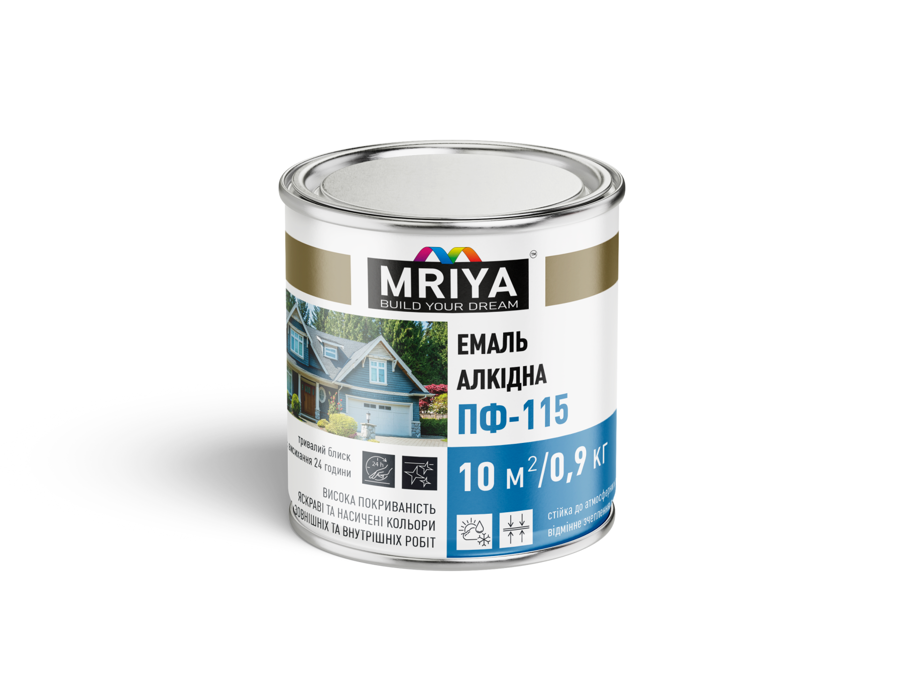 Емаль алкідна ПФ-115 Білий 0.9 кг ТМ MRIYA